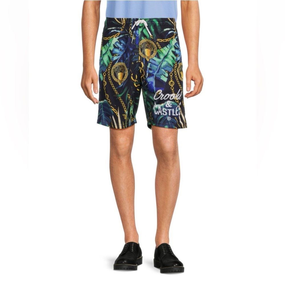 CROOKS & CASTLES | Medusa Tropical Print Mesh
Shorts |‎ Size Small | NEW!!!🩵